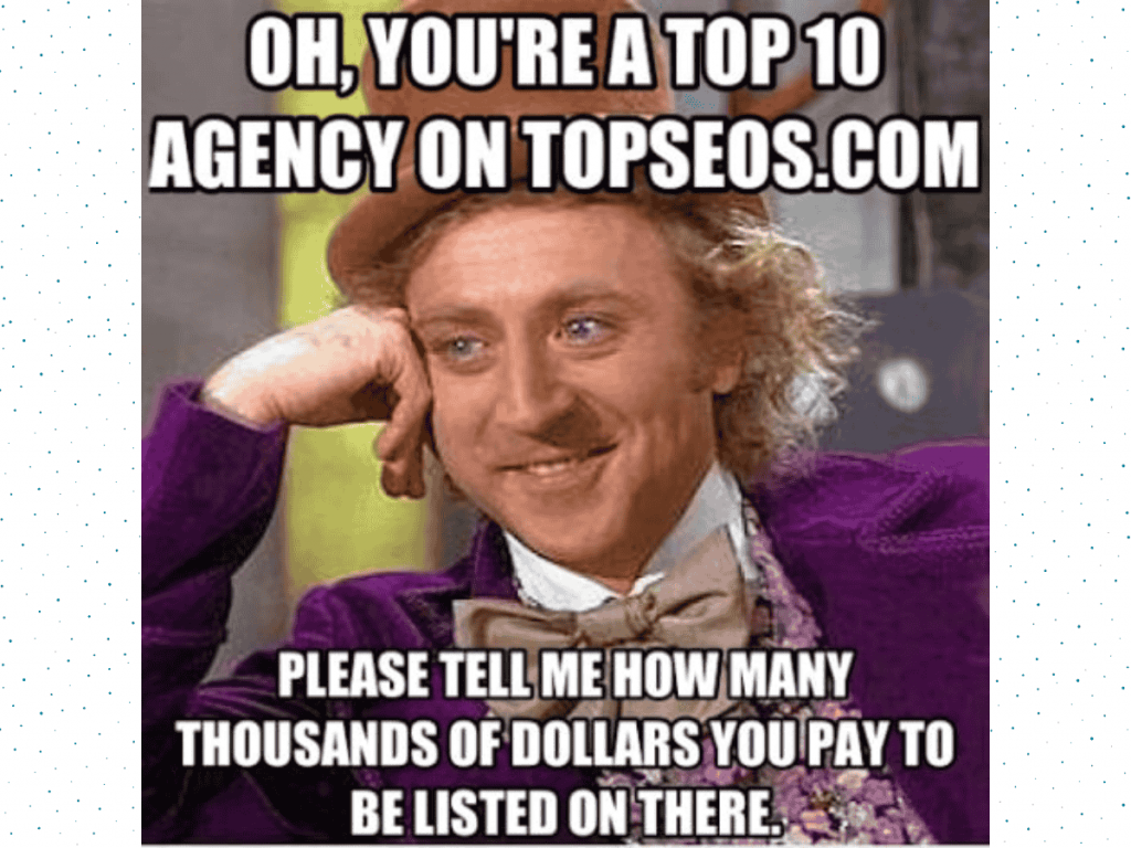 Search Engine Marketing Meme Joking About Agencies Buying Top Spots Instead Of Earning.