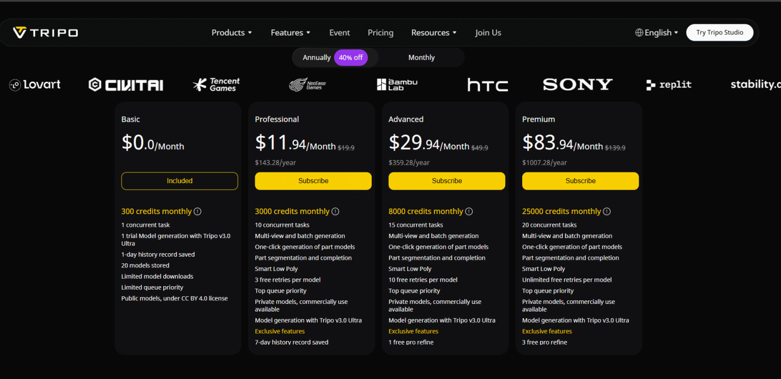 Tripo AI Pricing 2026: Free Plan, API Cost & Subscription