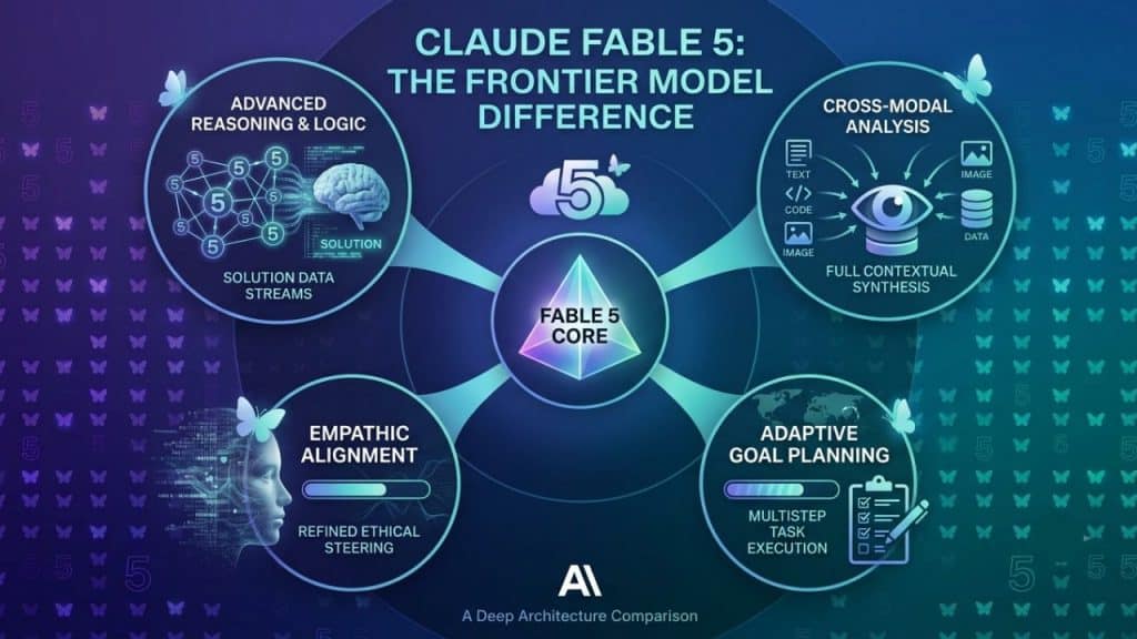 Small Business Owner Reviewing Claude Fable 5 On Laptop Showing Anthropic Claude Interface With Model Restored Status And Cybersecurity Classifier Notification